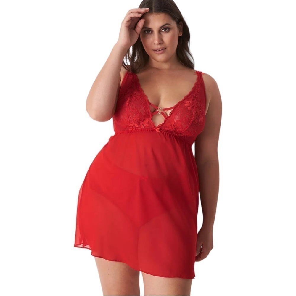 Lane Bryant Lace Heart Babydoll in Adrenaline Rush 22/24